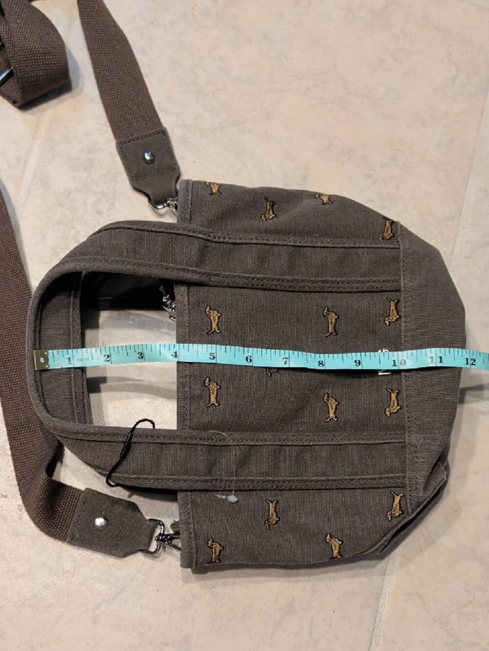 Madden Girl Embroidered Dachshund Canvas Crossbody Tote